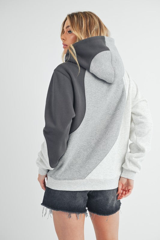 Aemi + Co Color Block Hoodie with Kangaroo Pocket