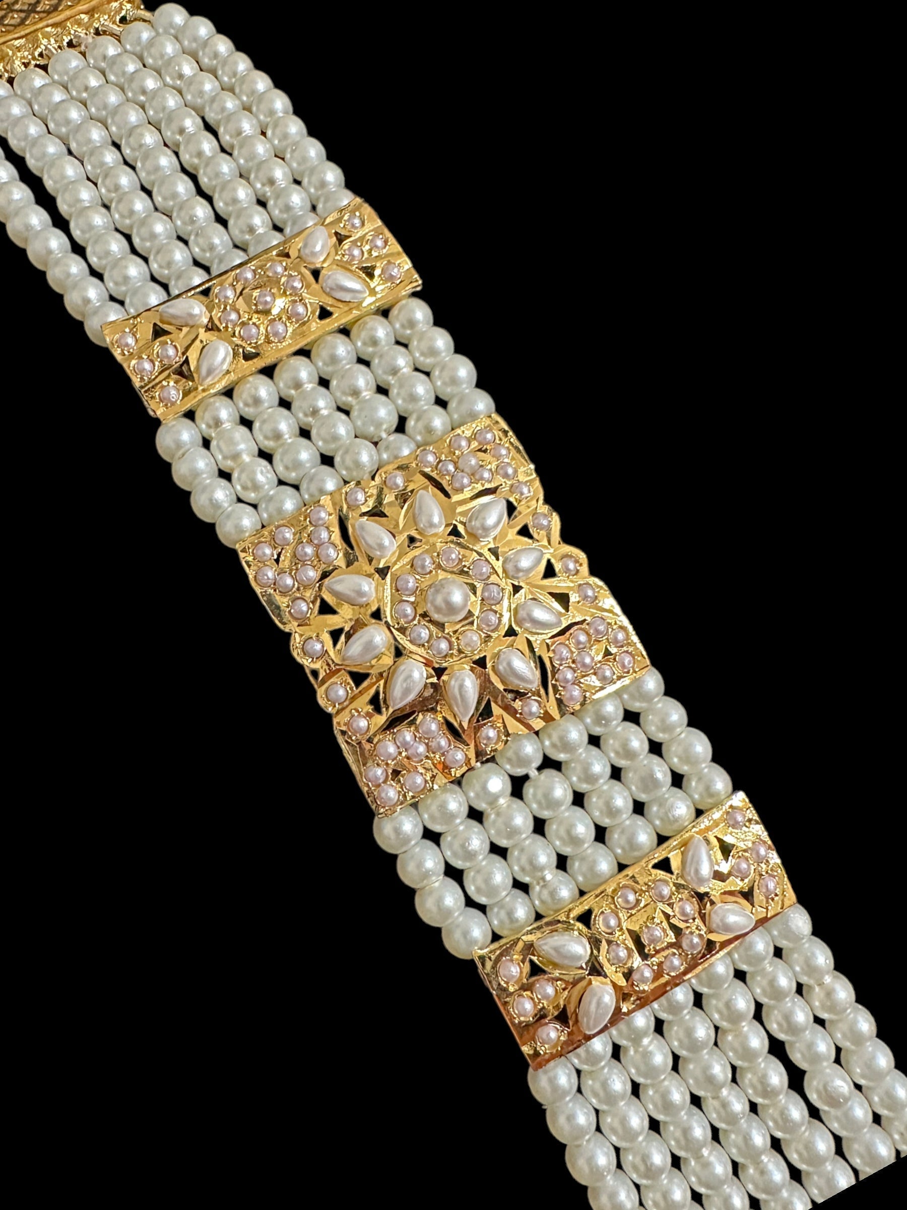 B167 pearl jadau bracelet ( SHIPS IN 3 WEEKS )
