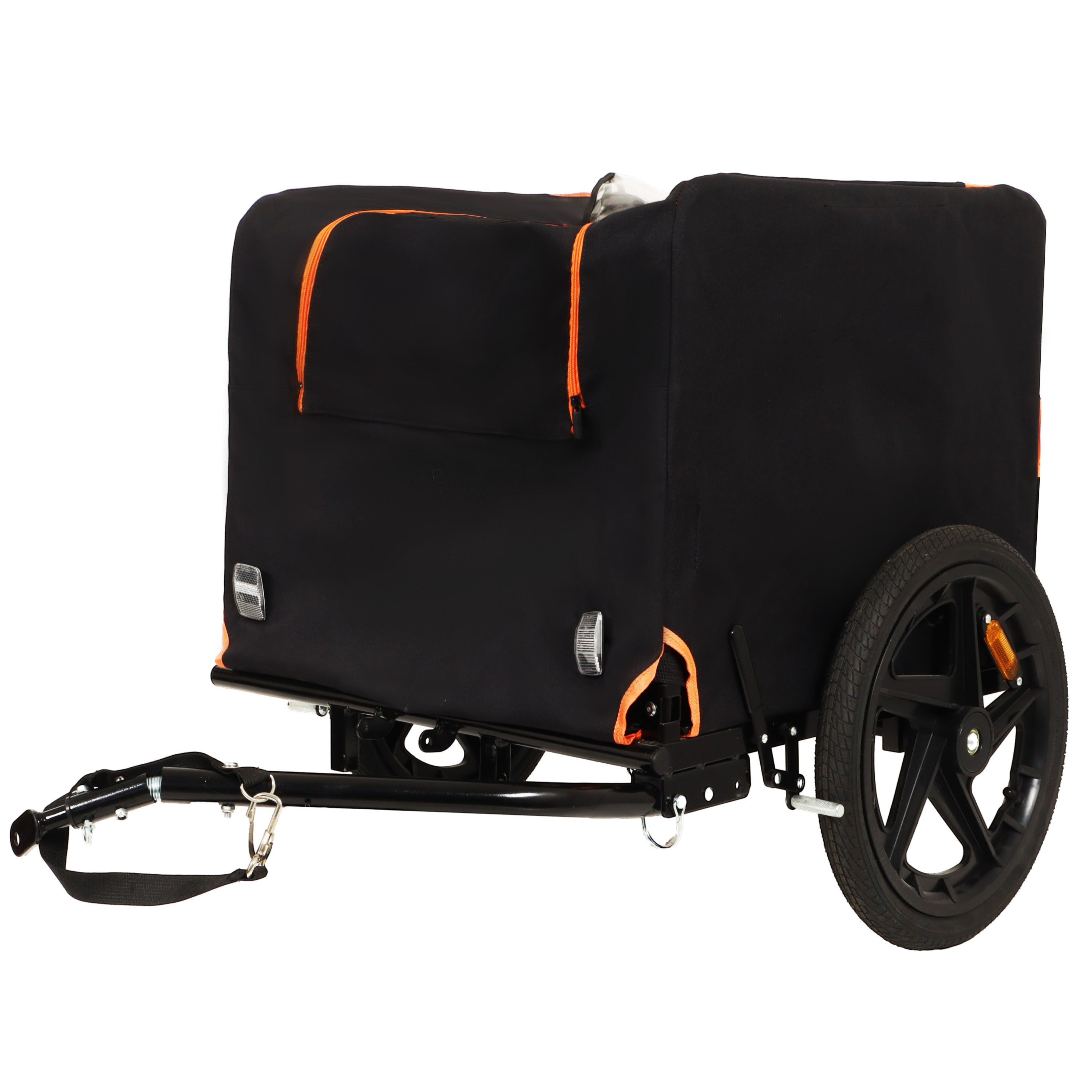 2-in-1 Bike & Pull-Behind Pet Trailer â€?Convertible Dog/Cat Carrier with Detachable Bike Hitch & Built-in Towing Handle â€?All-Terrain Wheels for Cycling and Hand-Pulled Transport, Orange and Black