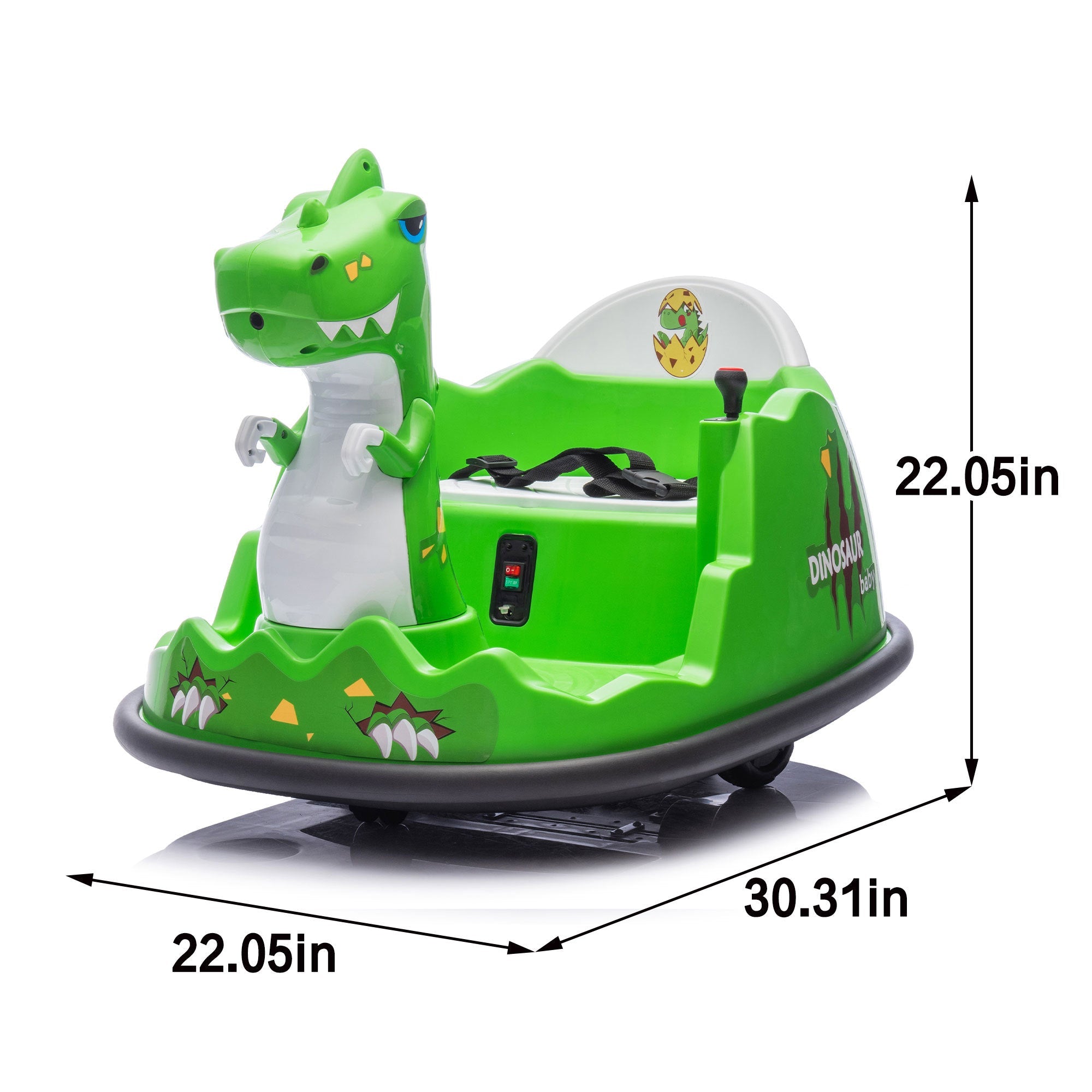 12V Kids Ride On Bumper Car W/Parents Control,Dinosaur Shape & Element Design,2WD,Spray With Light,360 Degree Rotation,Safety Anti-Collision Strip,Switchable music,Large Size Seat Design For Kids 2-5.
