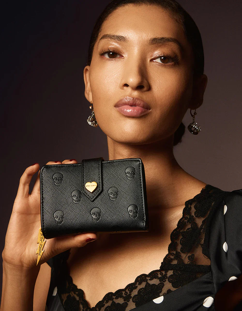 Betsey Johnson Skullicious Bifold Wallet Black