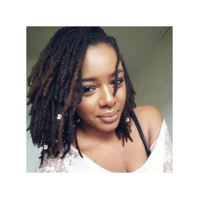 6" Short Dreadlock Wig | Curly Twisted Braid | Heat Resistant Synthetic Wig | Black & Brown