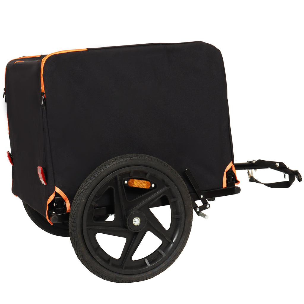 2-in-1 Bike & Pull-Behind Pet Trailer â€?Convertible Dog/Cat Carrier with Detachable Bike Hitch & Built-in Towing Handle â€?All-Terrain Wheels for Cycling and Hand-Pulled Transport, Orange and Black