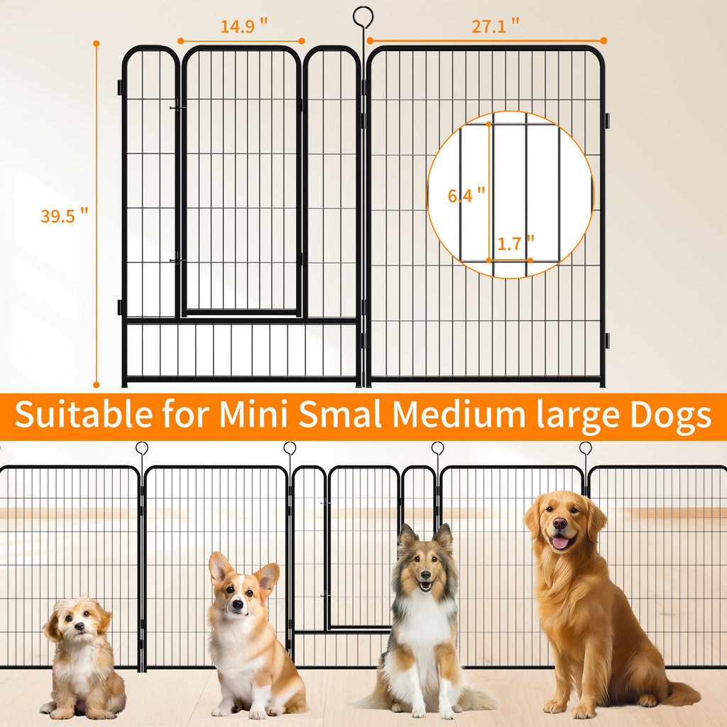 16 Panels Heavy Duty Metal Playpen with Self-Locking Gate, Extra Tall 40' Dog Fence Pet Exercise Pen for Outdoor and Indoor-Easy Setup Exercise Pen for Large Dogs