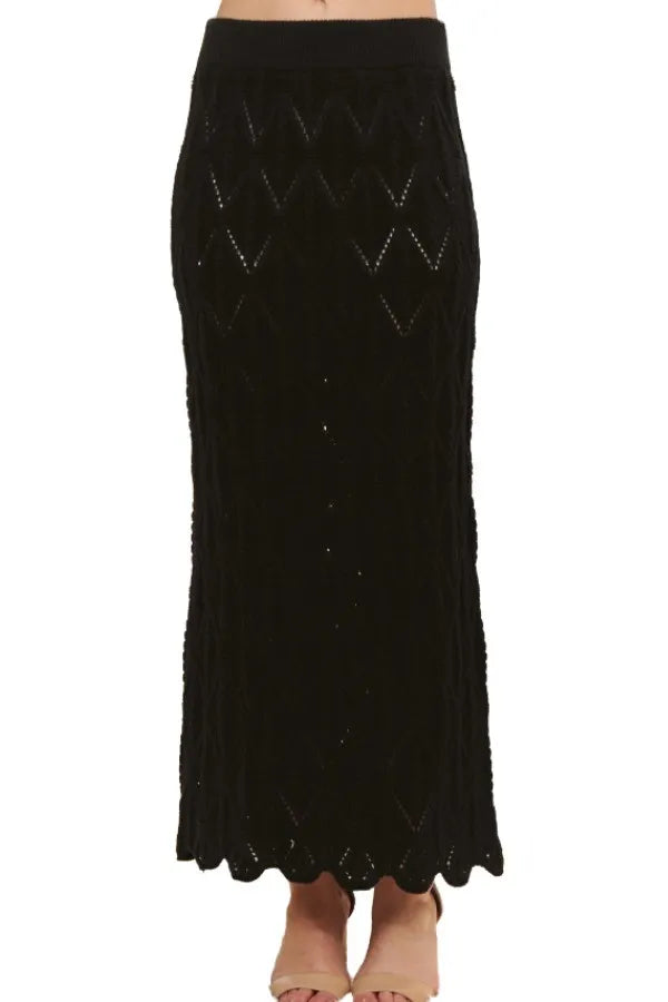 ADORA Scallop Trim Detail Knit Skirt