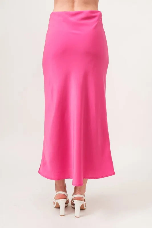 And The Why Solid Satin Midi Skirt
