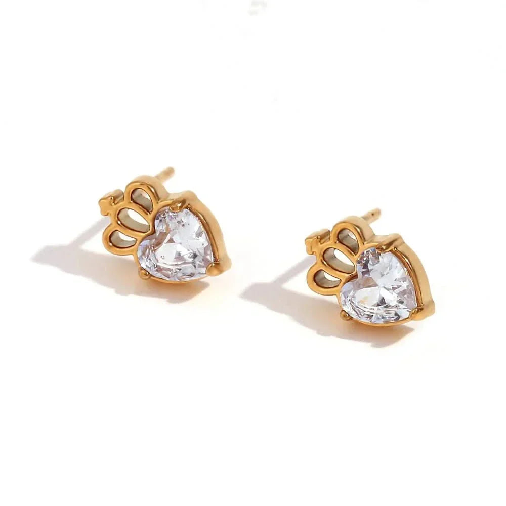 3 Pairs 18K Gold Plated Mini Zircon Flower Stud Earrings for Women
