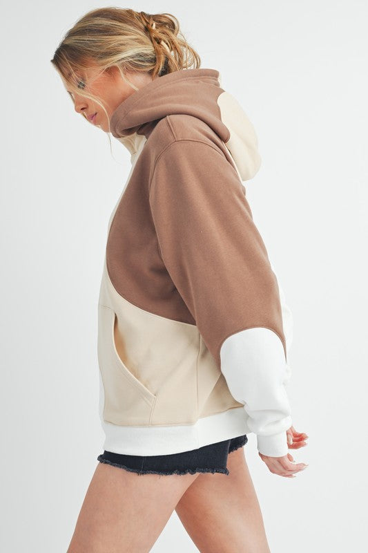 Aemi + Co Color Block Hoodie with Kangaroo Pocket
