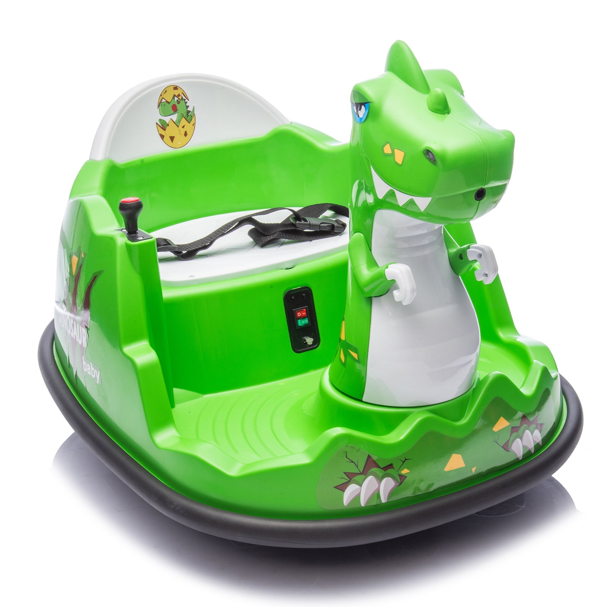 12V Kids Ride On Bumper Car W/Parents Control,Dinosaur Shape & Element Design,2WD,Spray With Light,360 Degree Rotation,Safety Anti-Collision Strip,Switchable music,Large Size Seat Design For Kids 2-5.