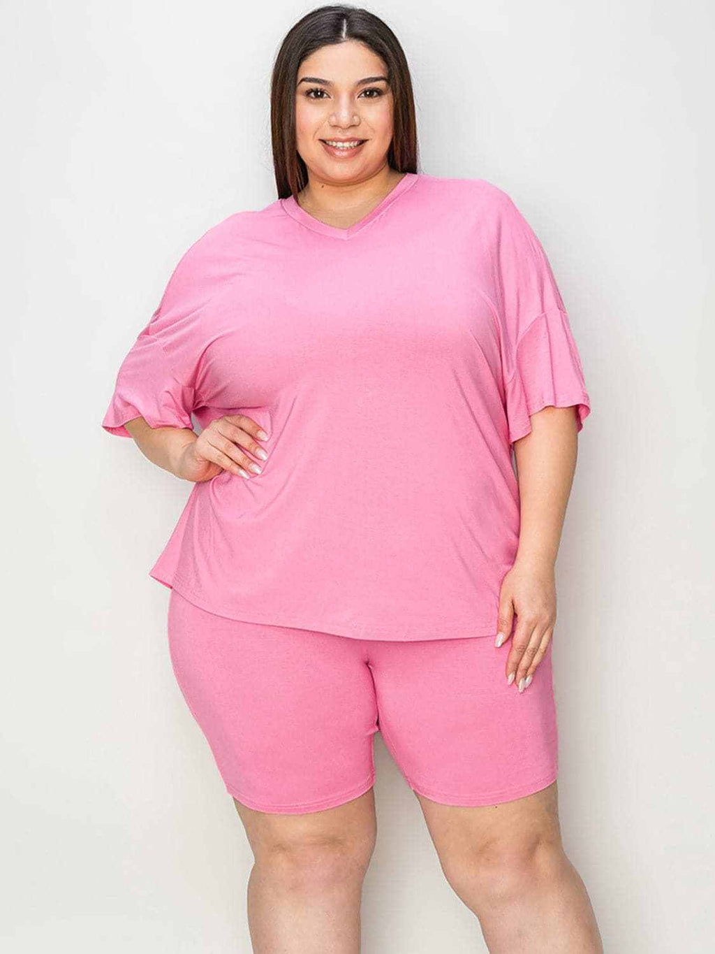 Basic Bae V-neck T-shirt & Shorts Set by Trendsi