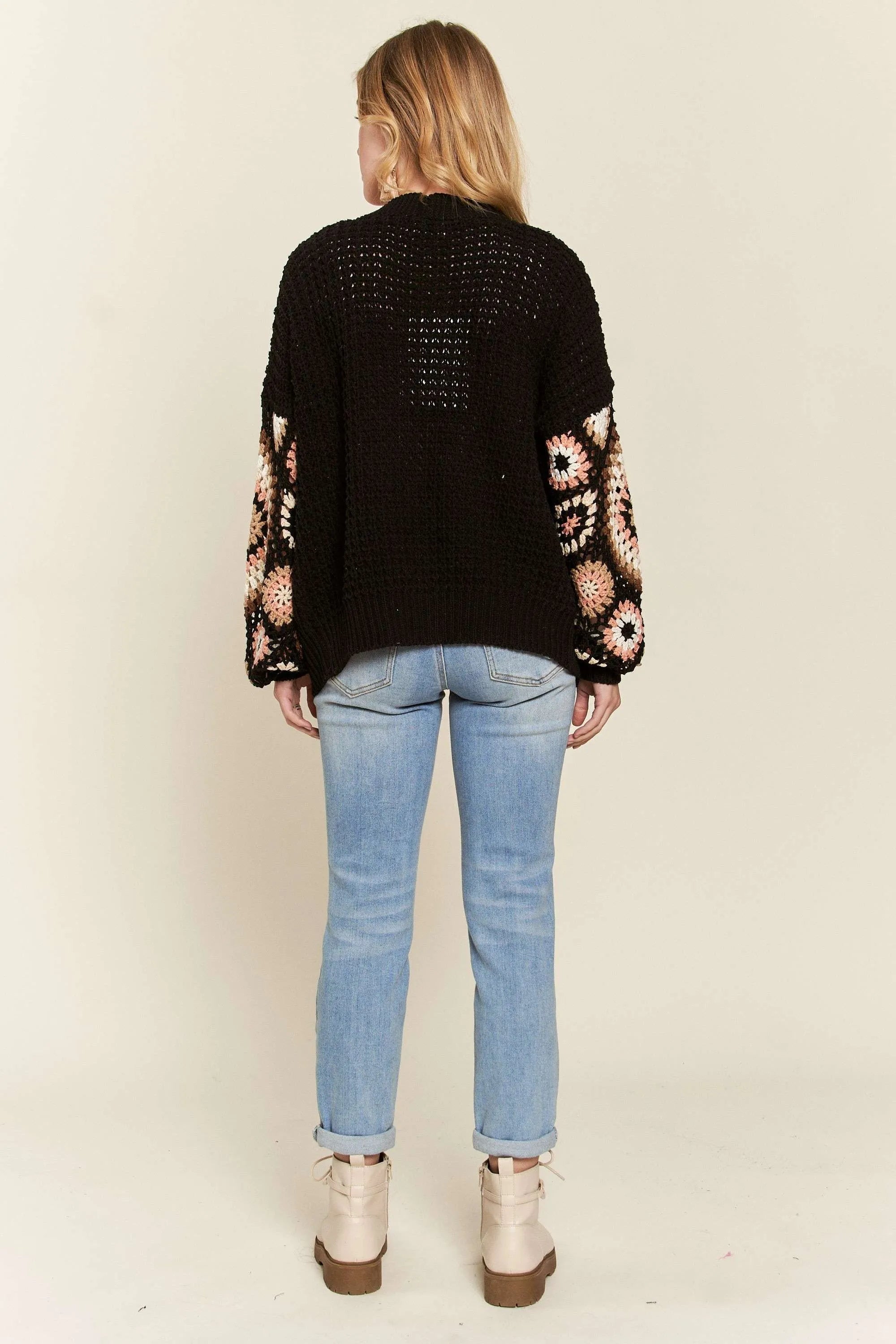 ADORA Multi Color Sleeve Crochet Cardigan