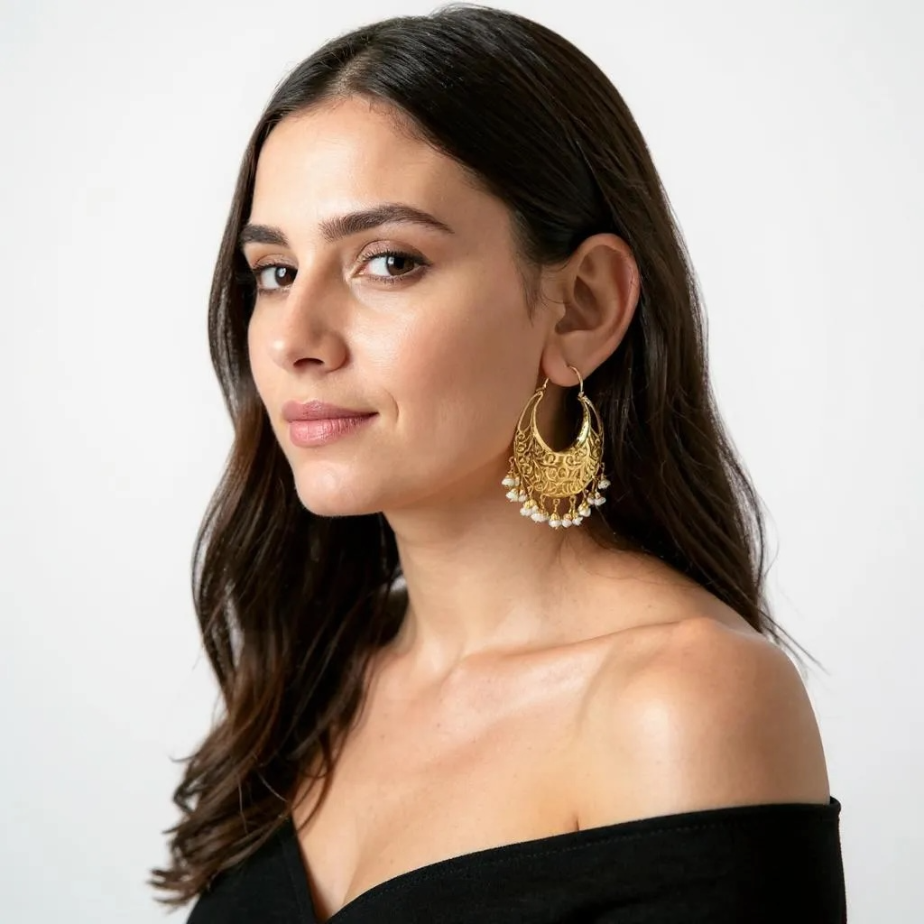 92.5 Silver Bali with fresh water pearls - Gold plated ( READY TO SHIP)