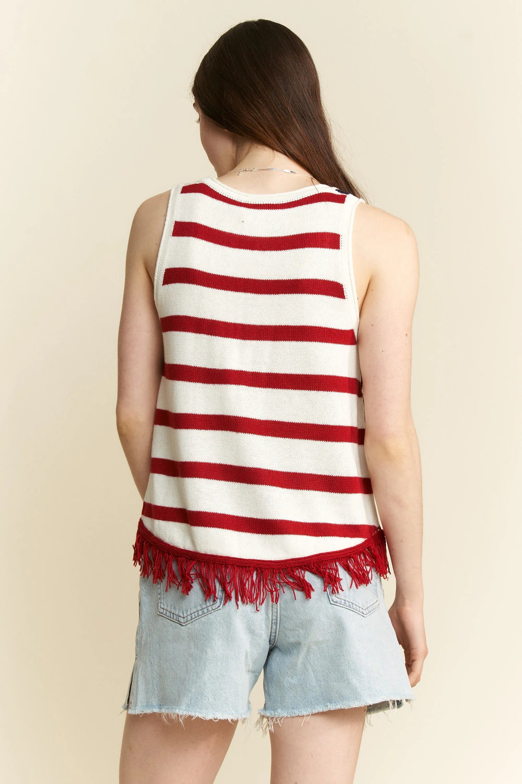 American Flag Fringe Tank Top Plus Size