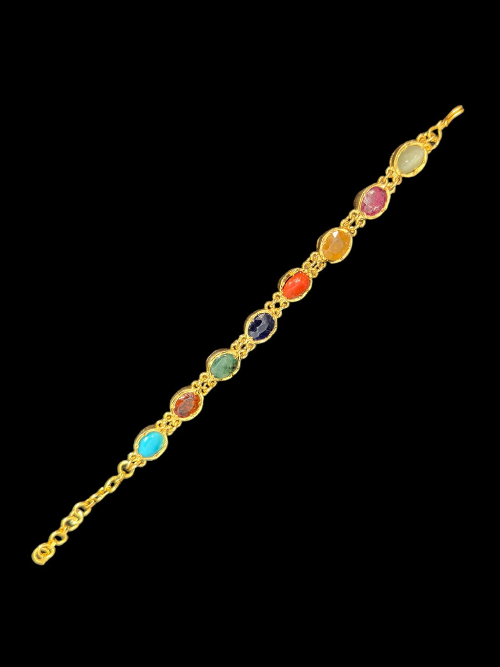 B200 gold plated Navratan gemstone bracelet ( SHIPS IN 2 WEEKS )