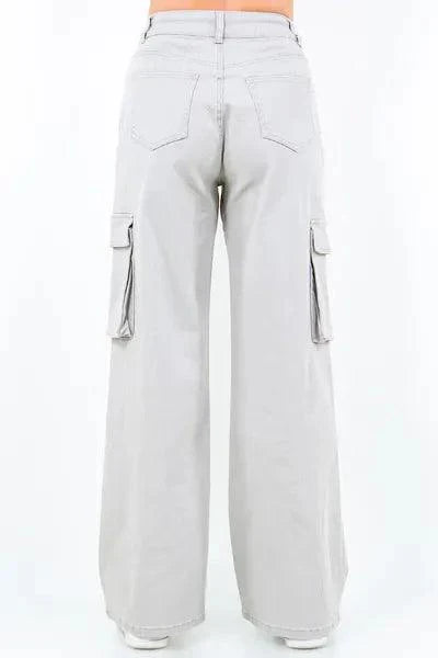 American Bazi Full Size Drawstring Wide Leg Cargo Pants Plus Size