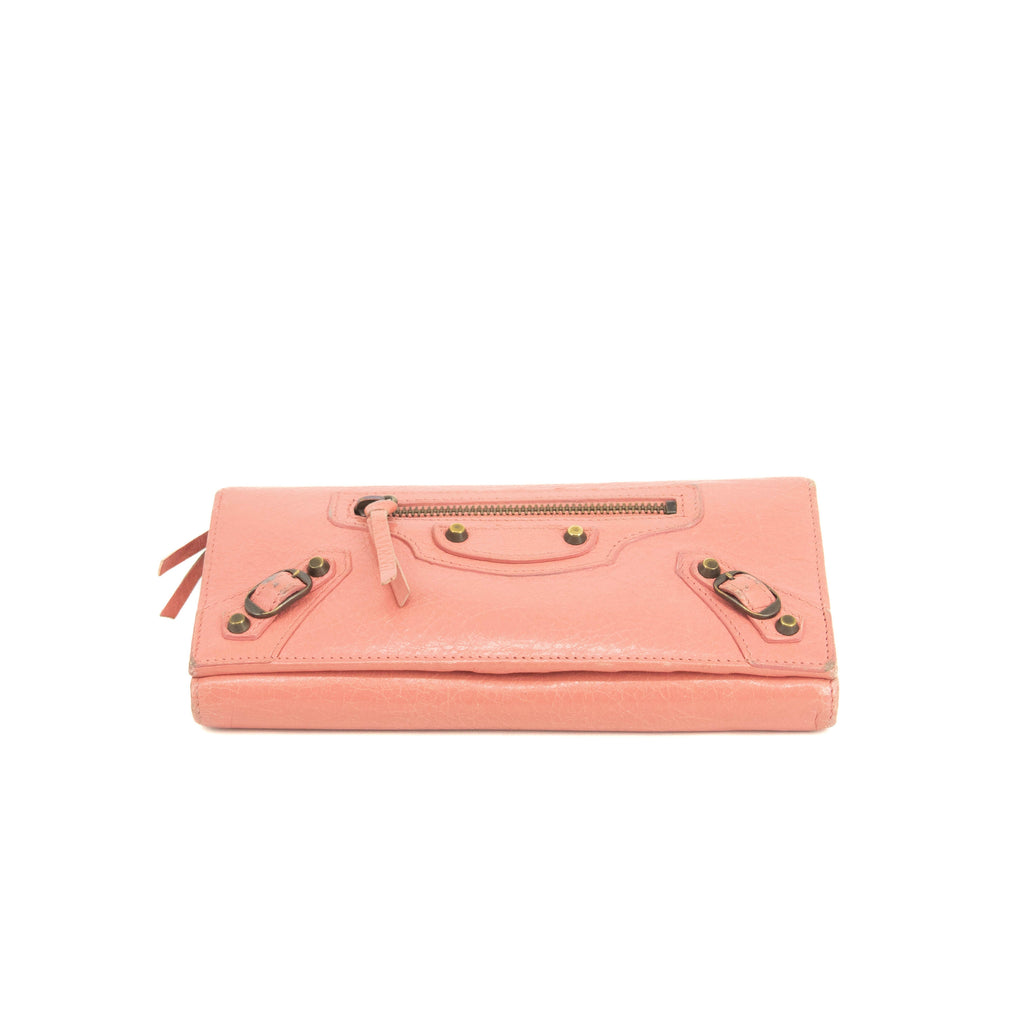Balenciaga Pink Leather Continental Long Wallet #3691