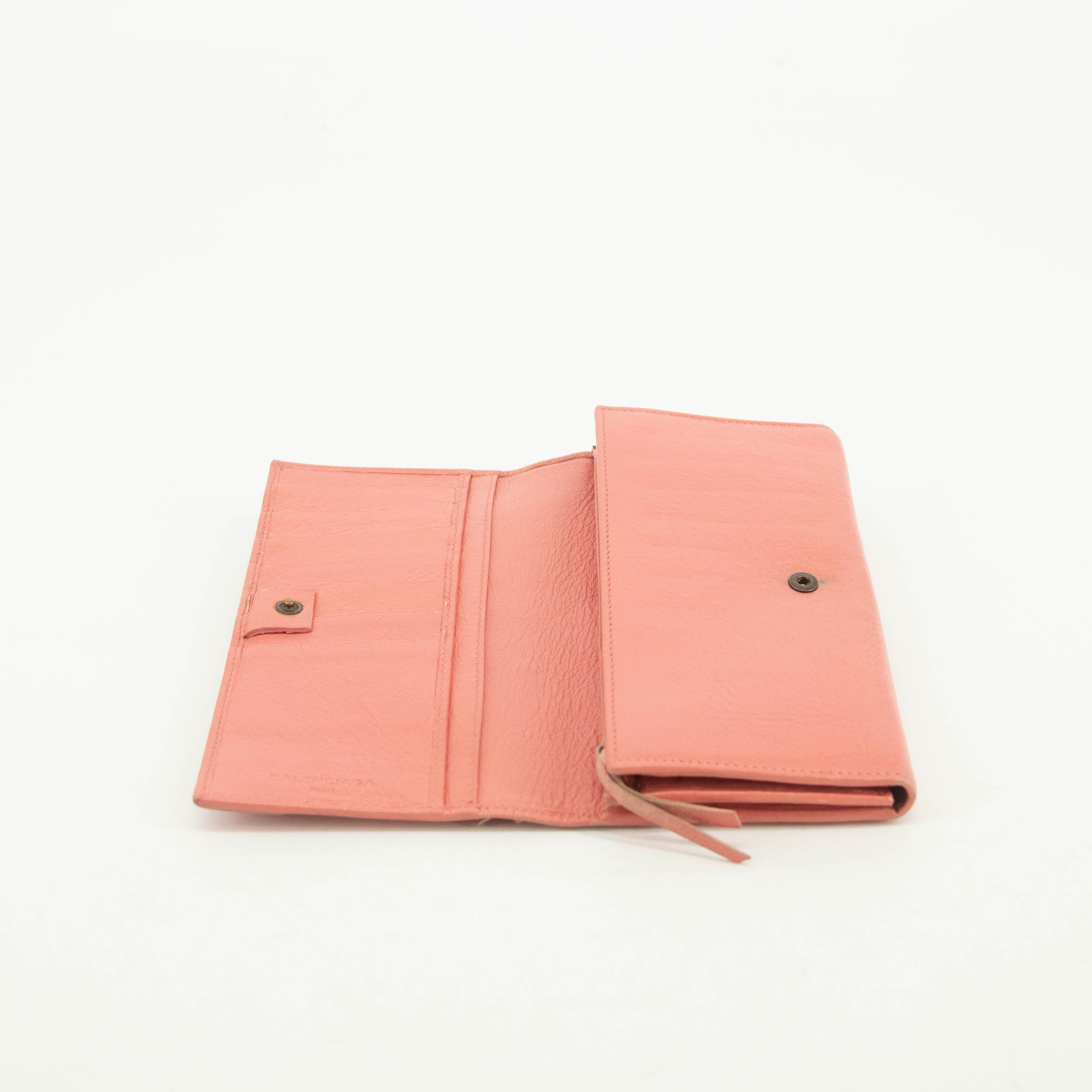 Balenciaga Pink Leather Continental Long Wallet #3691