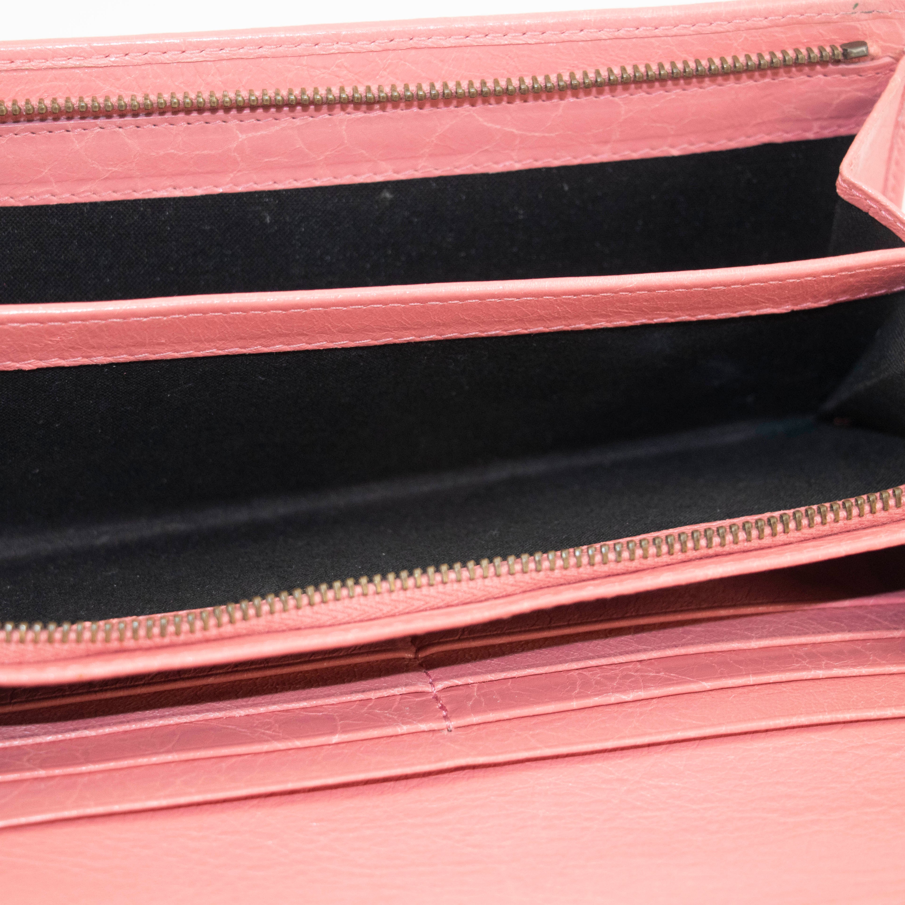 Balenciaga Pink Leather Continental Long Wallet #3691