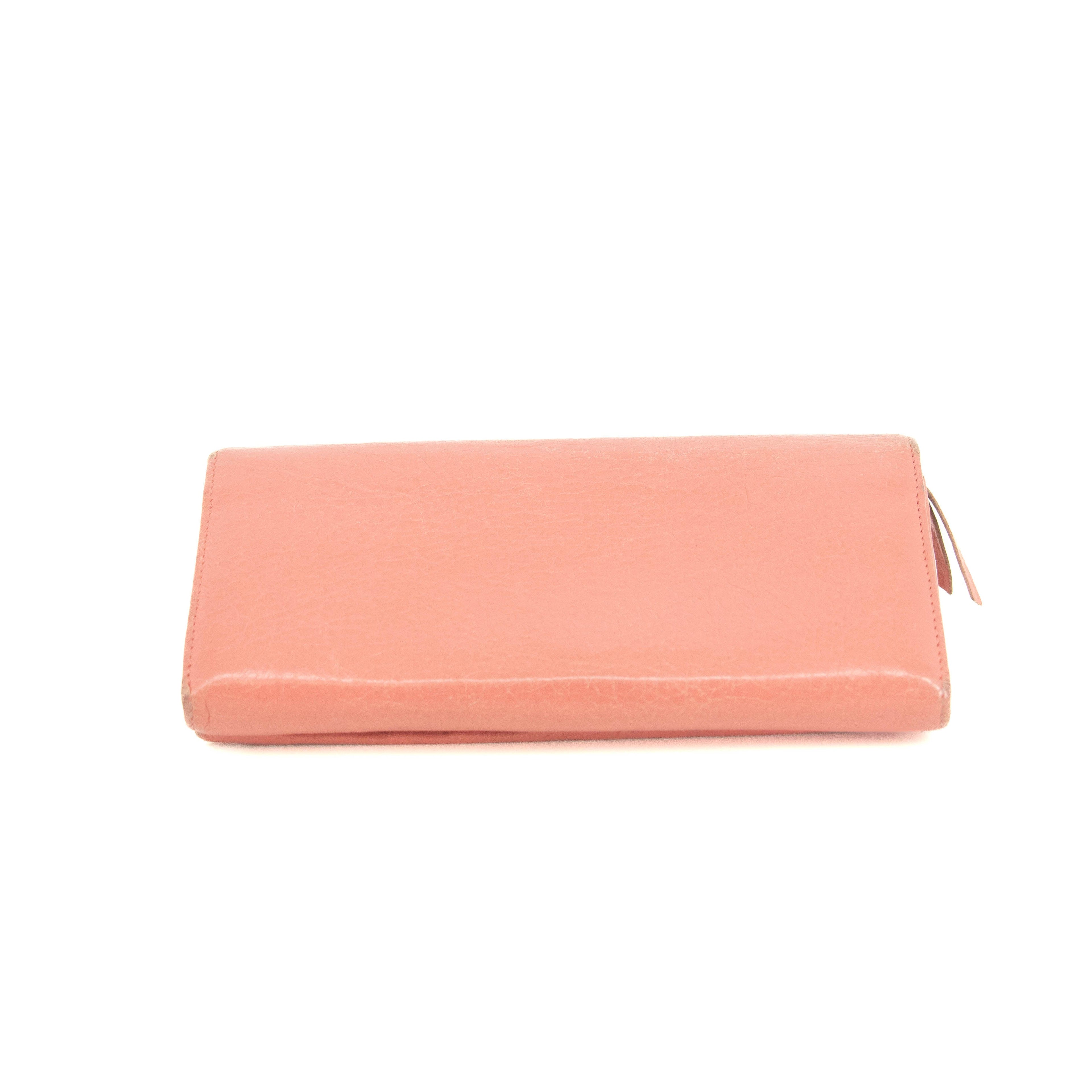 Balenciaga Pink Leather Continental Long Wallet #3691