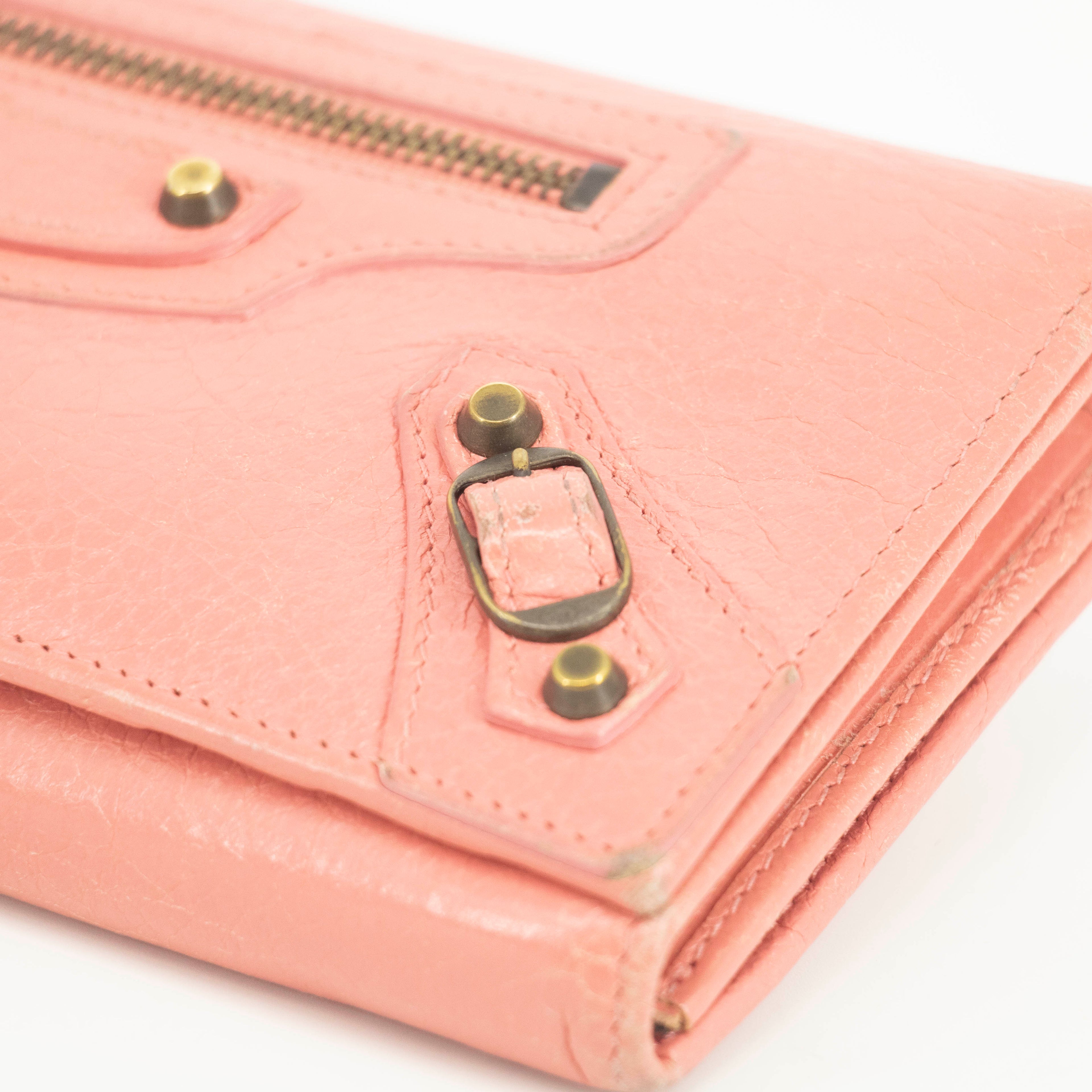 Balenciaga Pink Leather Continental Long Wallet #3691
