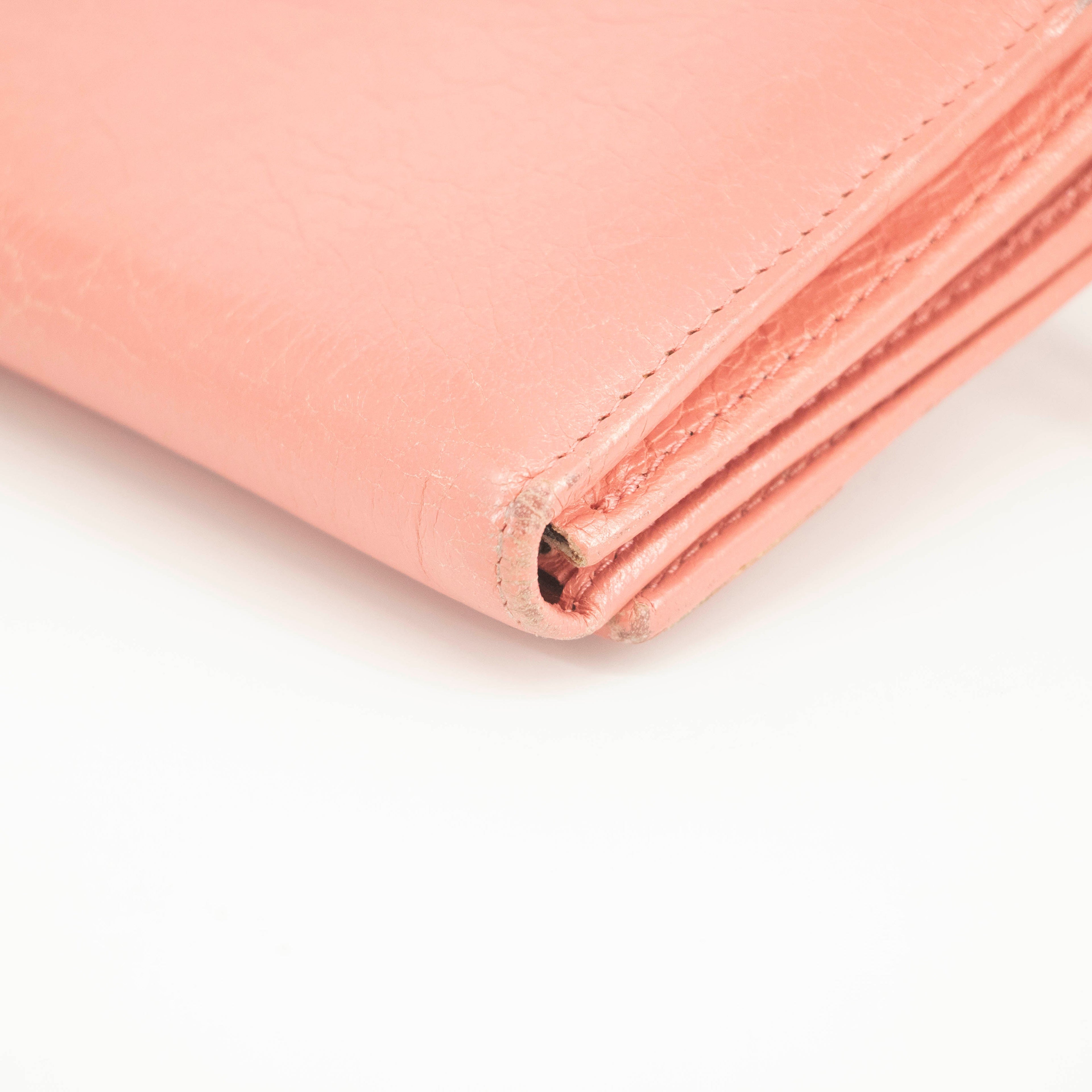 Balenciaga Pink Leather Continental Long Wallet #3691