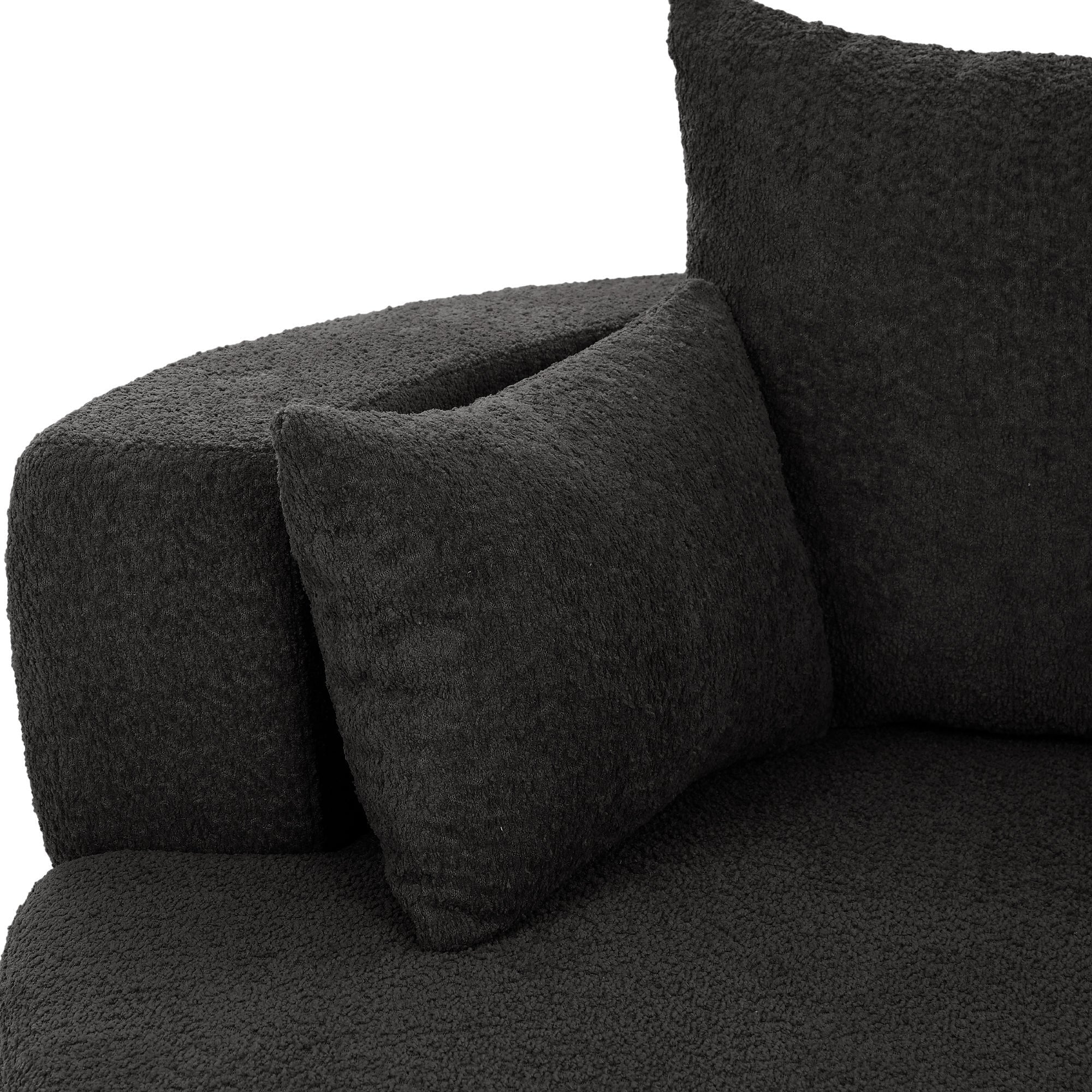360° Swivel Accent Barrel Chair with Removable Pillows, Black Chenille, 56.3x56.3x36.5 inches