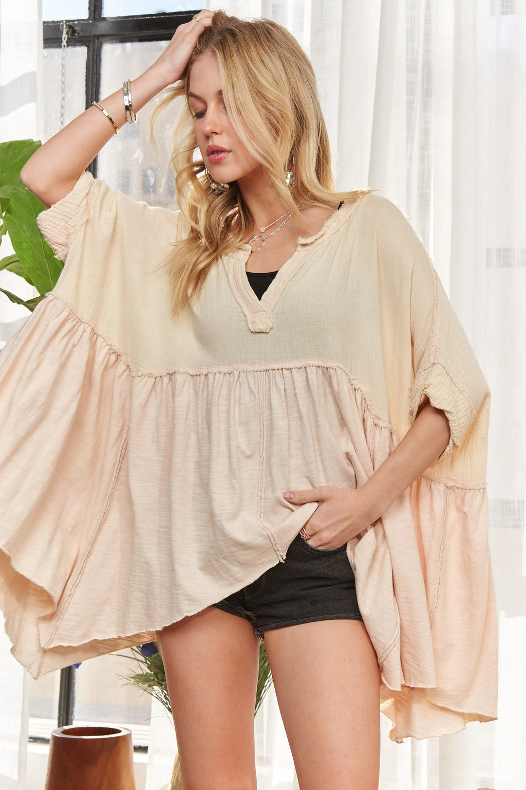 ADORA Oversized Mineral Washed Flare Top