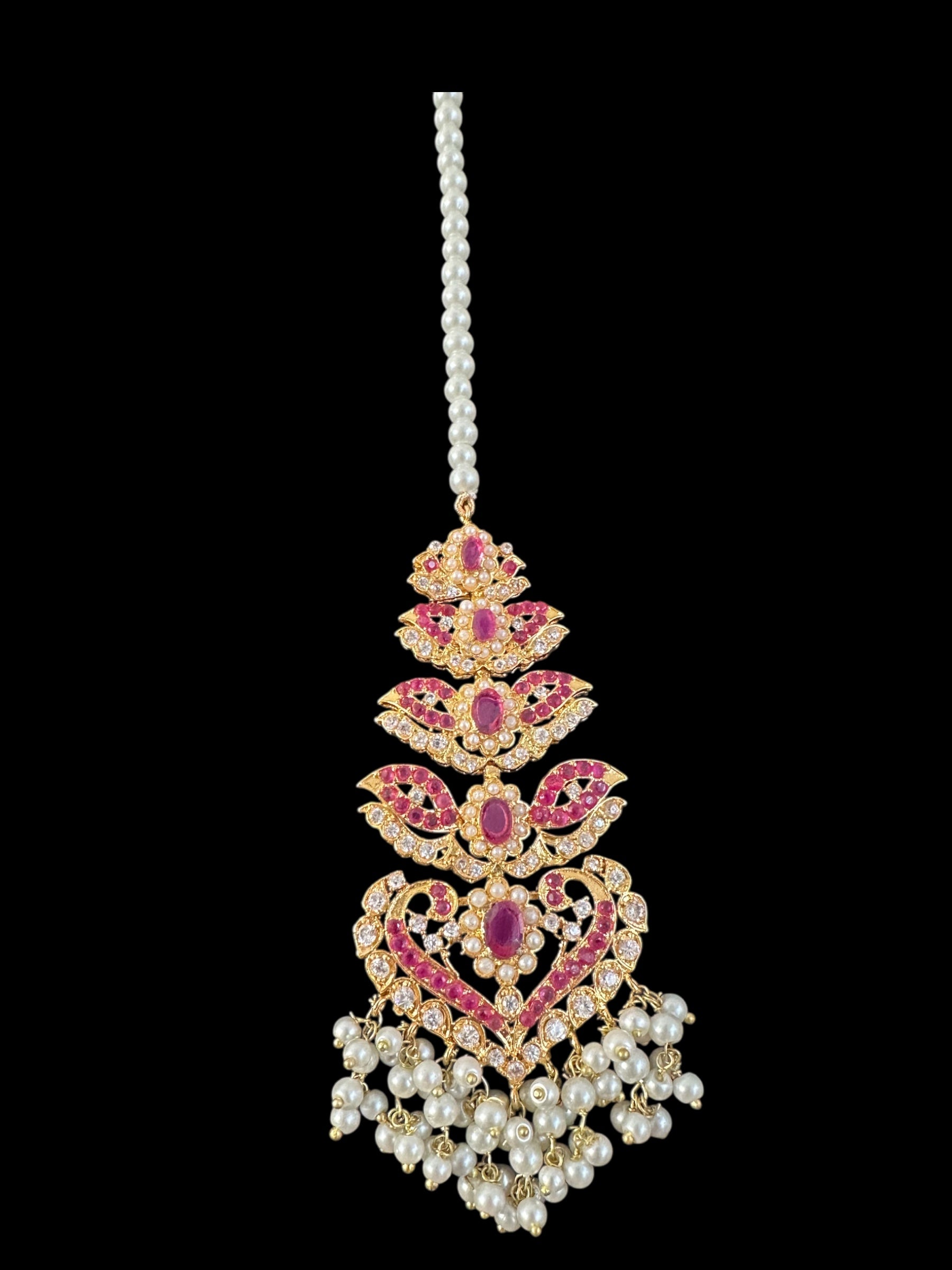 Amisha Ruby pearl earrings tika ( READY TO SHIP )