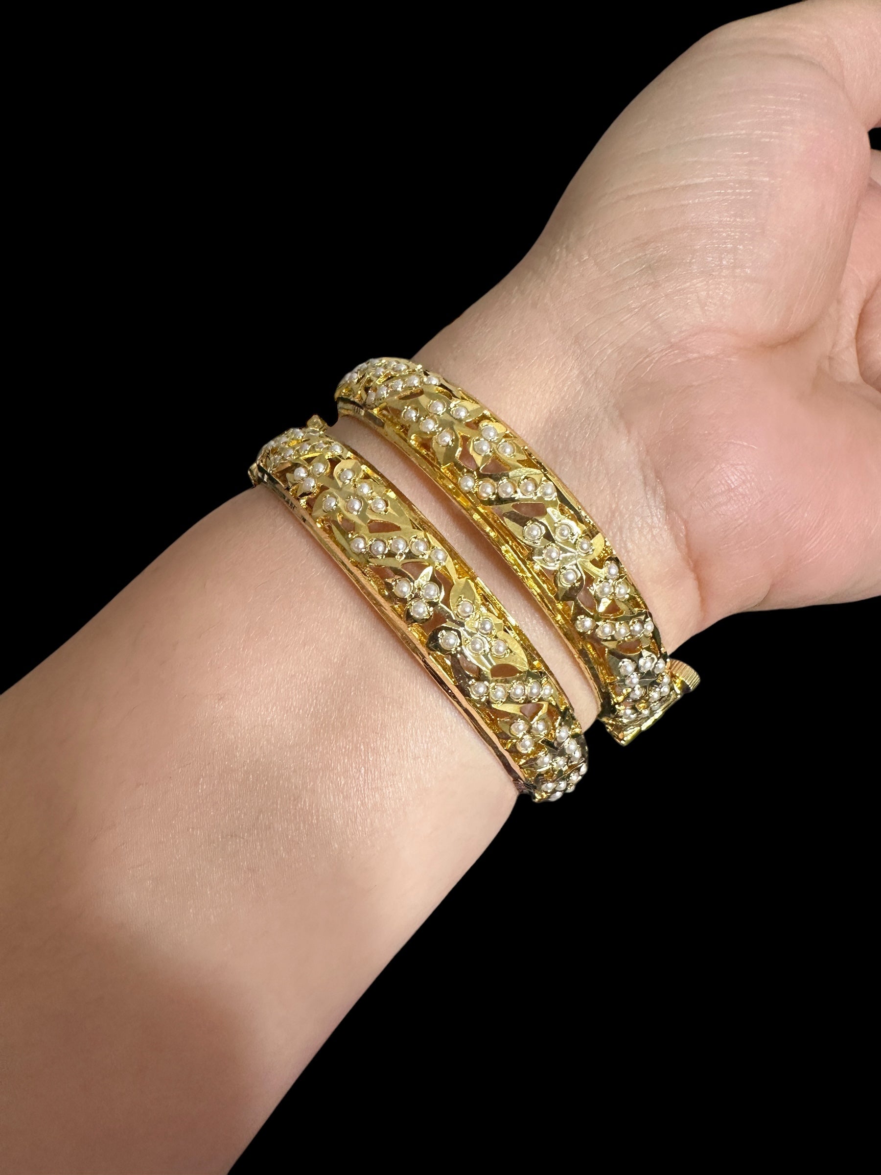 B308 Jadau  bangles ( pearls    ) ( READY TO SHIP)