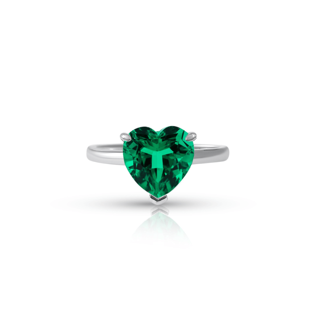 2.5ct Lab Columbian Emerald Heart Cut Anniversary Ring