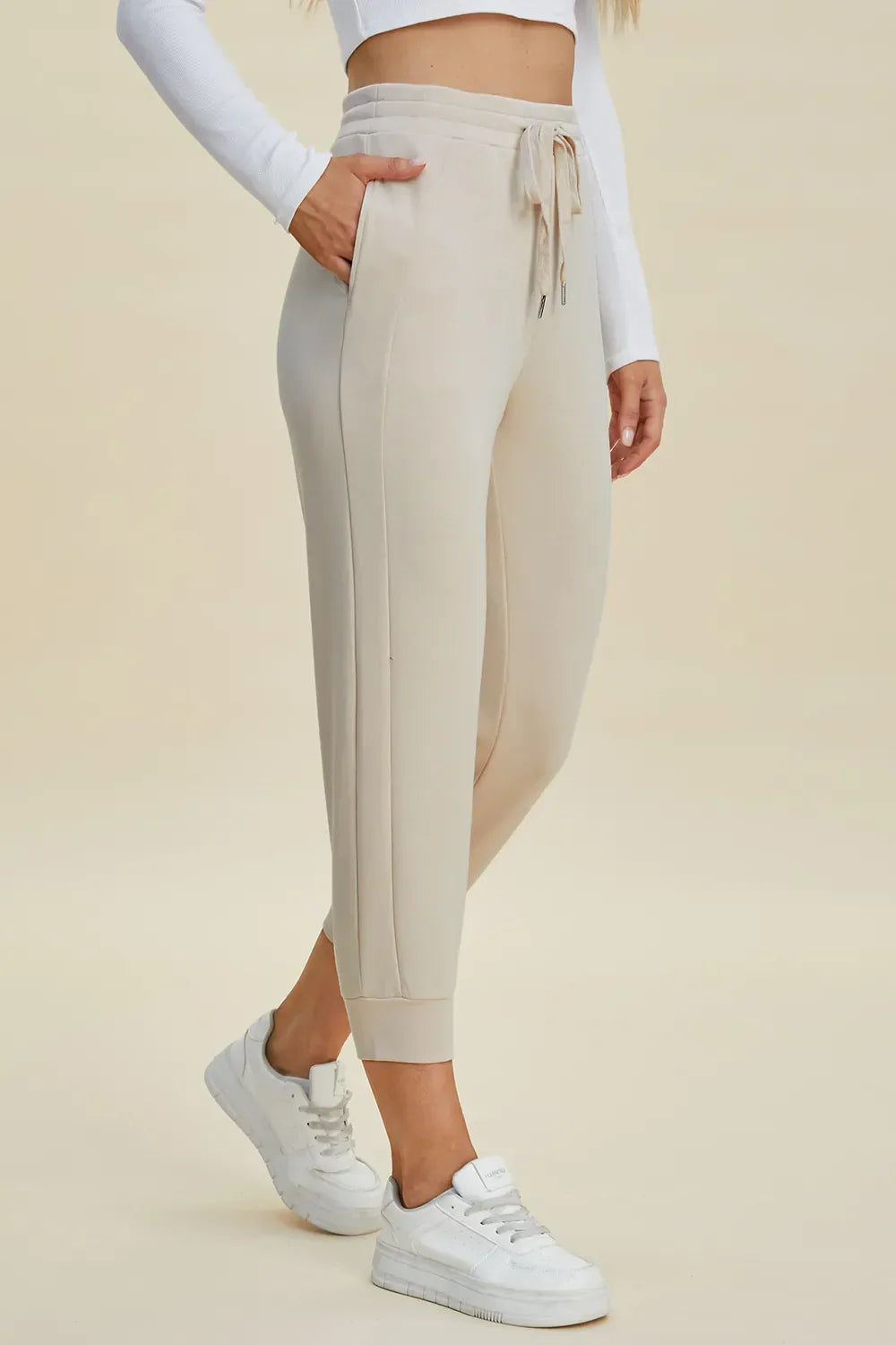 Basic Bae Air Scuba Drawstring High Waist Cropped Pants