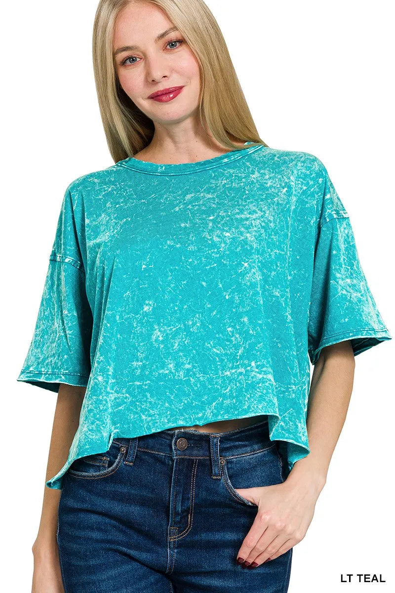 Acid Crinkle-Washed Oversized T-Shirt