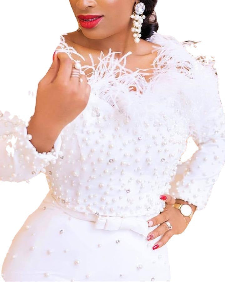 Autumn And Winter Beaded Sheath Sexy Dress