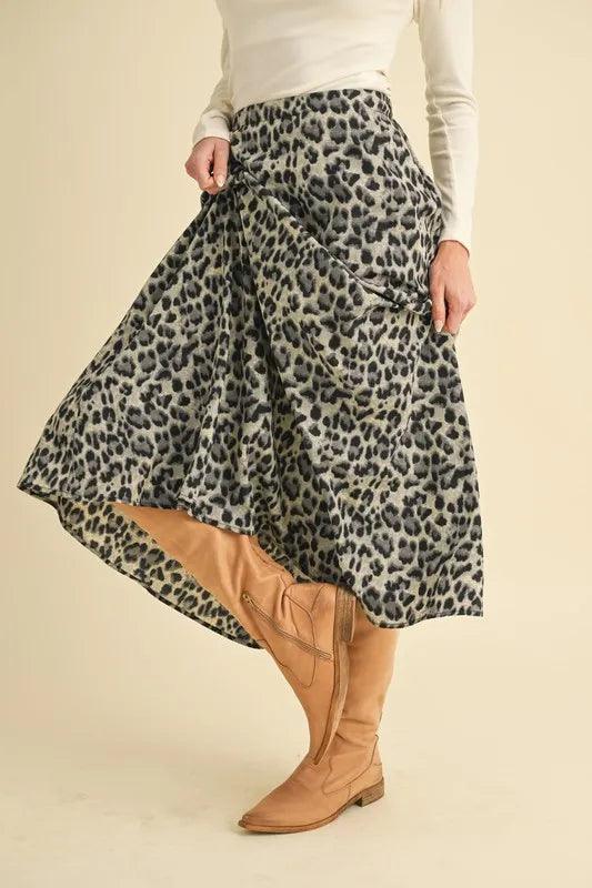 Aemi+Co Leopard Midi Skirt