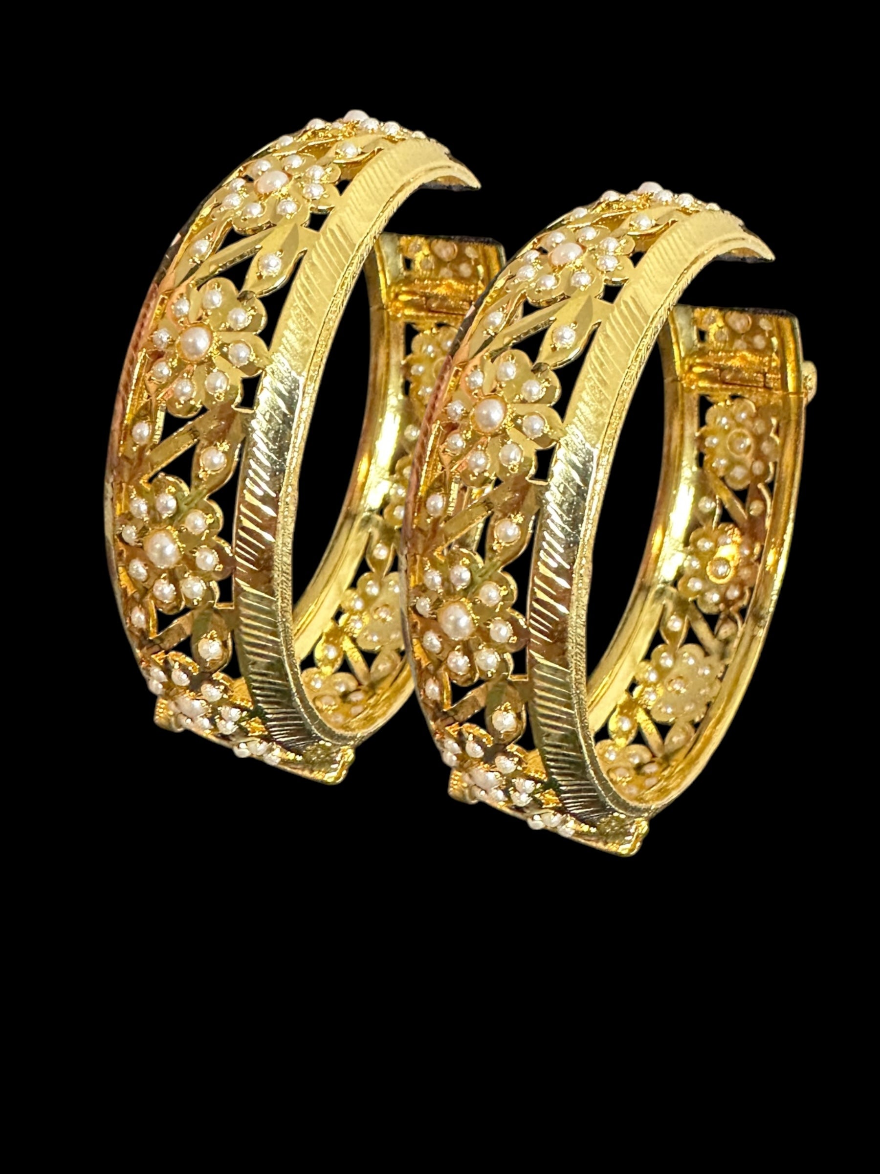 B319 Jadau  bangles ( pearl   ) ( READY TO SHIP)