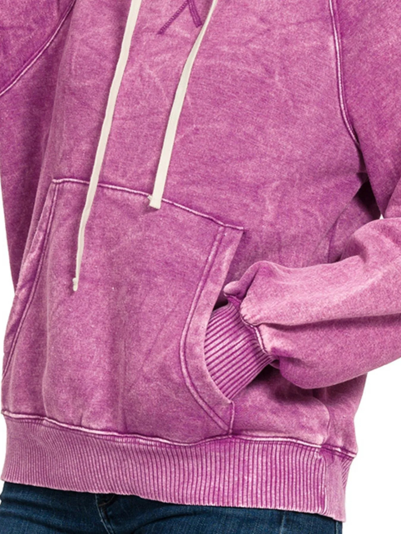 Acid Wash Fleece Hoodie with Kangaroo Pocket