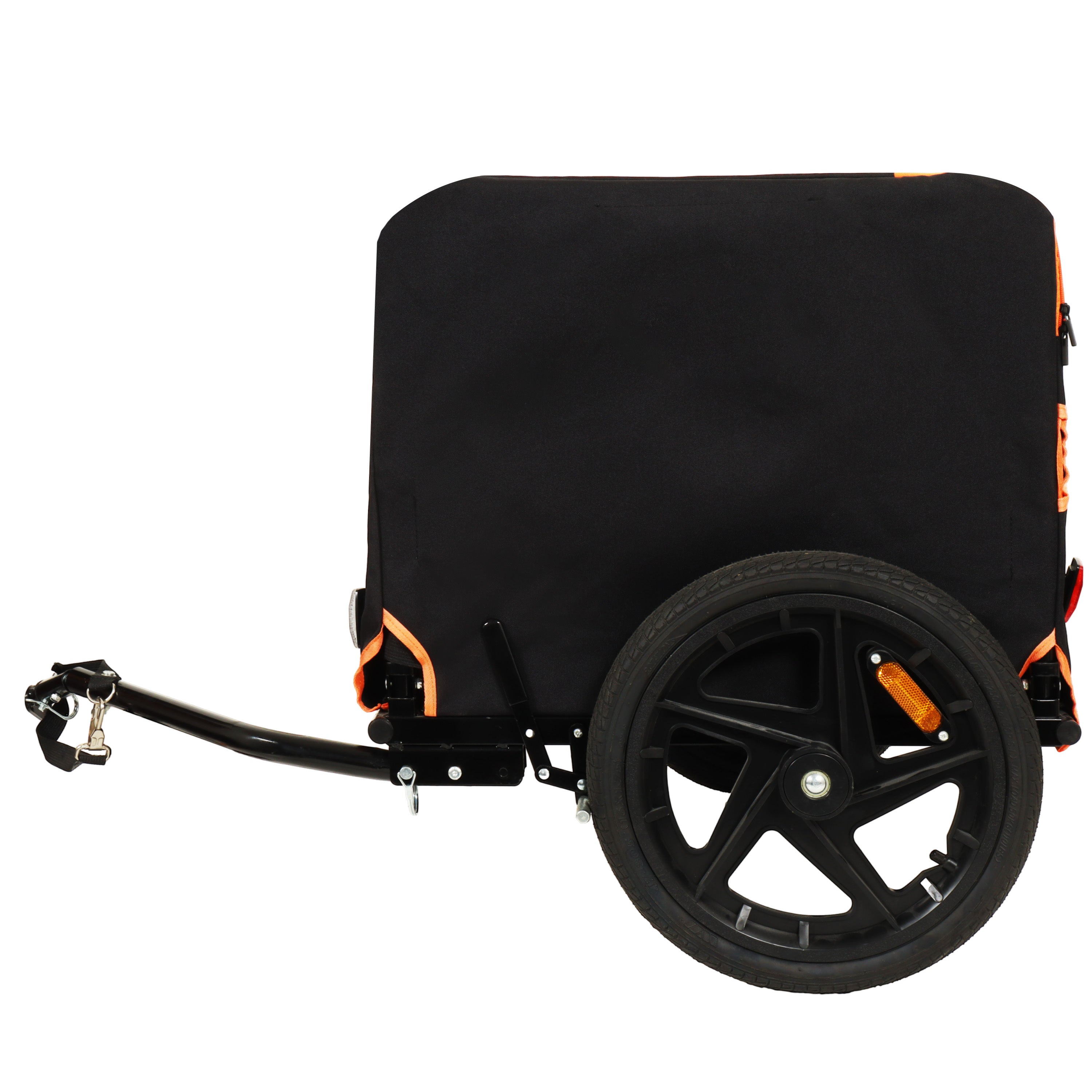 2-in-1 Bike & Pull-Behind Pet Trailer â€?Convertible Dog/Cat Carrier with Detachable Bike Hitch & Built-in Towing Handle â€?All-Terrain Wheels for Cycling and Hand-Pulled Transport, Orange and Black