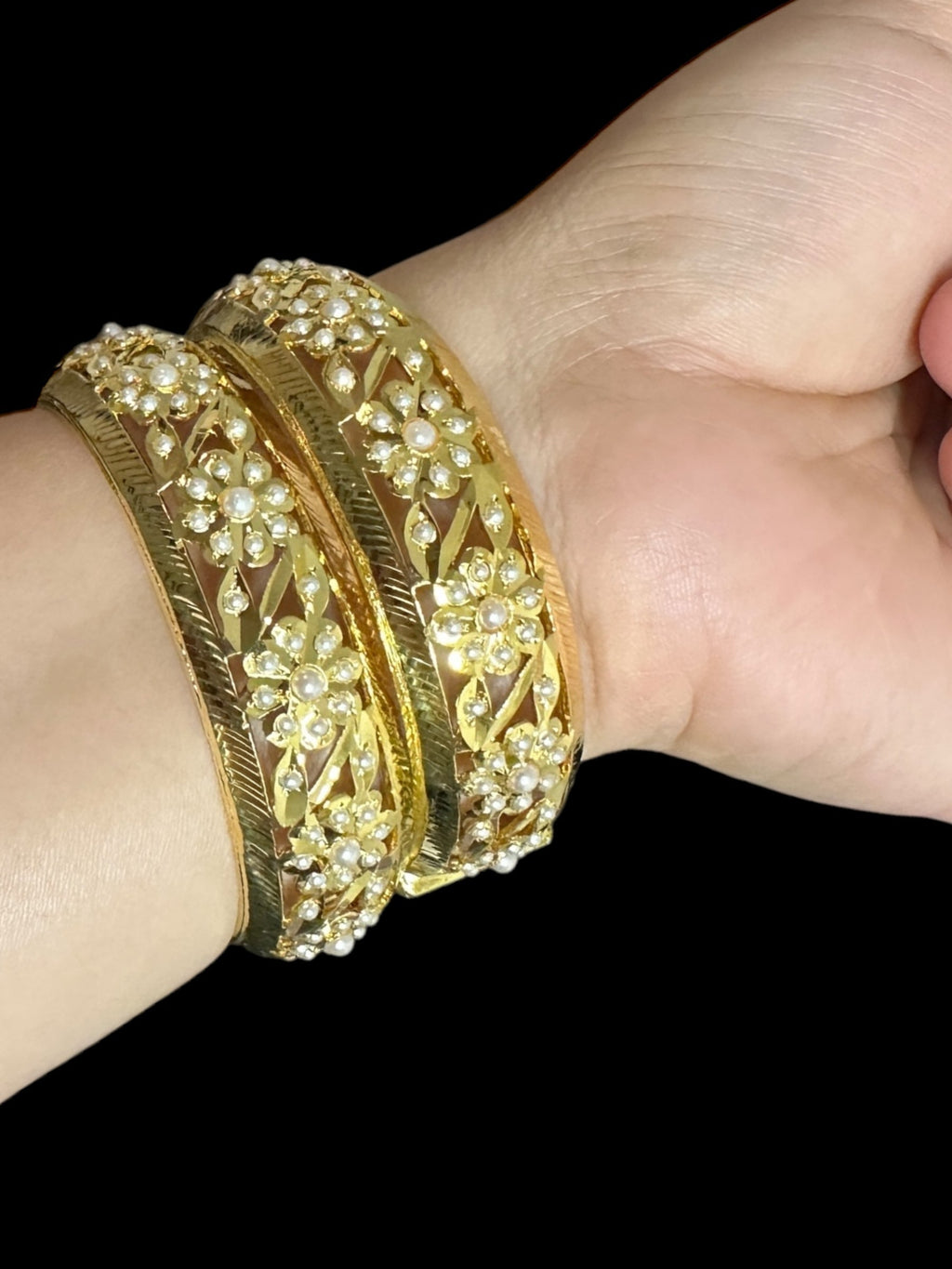 B319 Jadau  bangles ( pearl   ) ( READY TO SHIP)