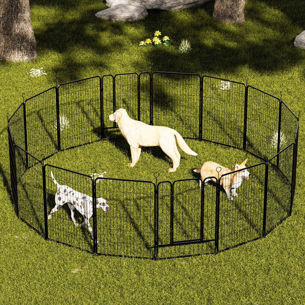 16 Panels Heavy Duty Metal Playpen with Self-Locking Gate, Extra Tall 40' Dog Fence Pet Exercise Pen for Outdoor and Indoor-Easy Setup Exercise Pen for Large Dogs