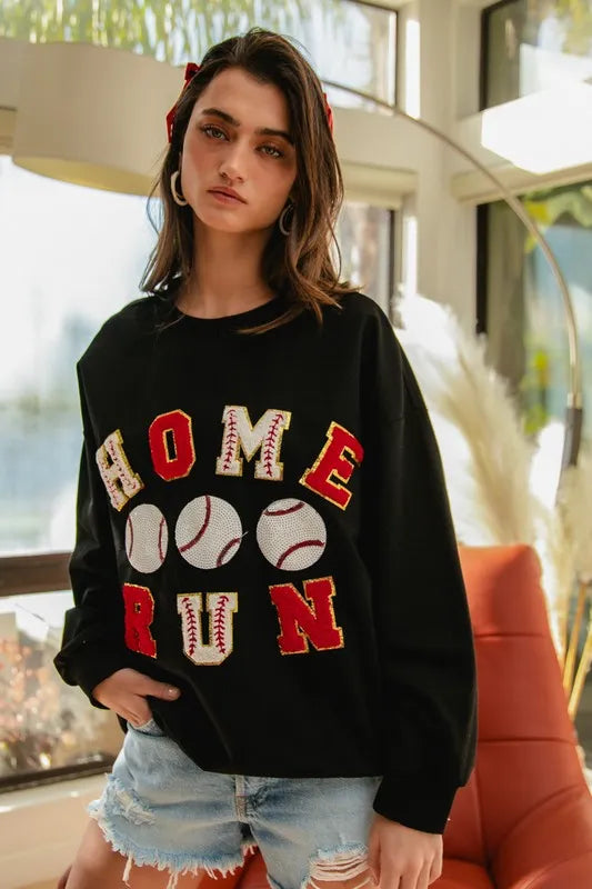 Baseballs Homerun Patches French Terry Sweatshirt