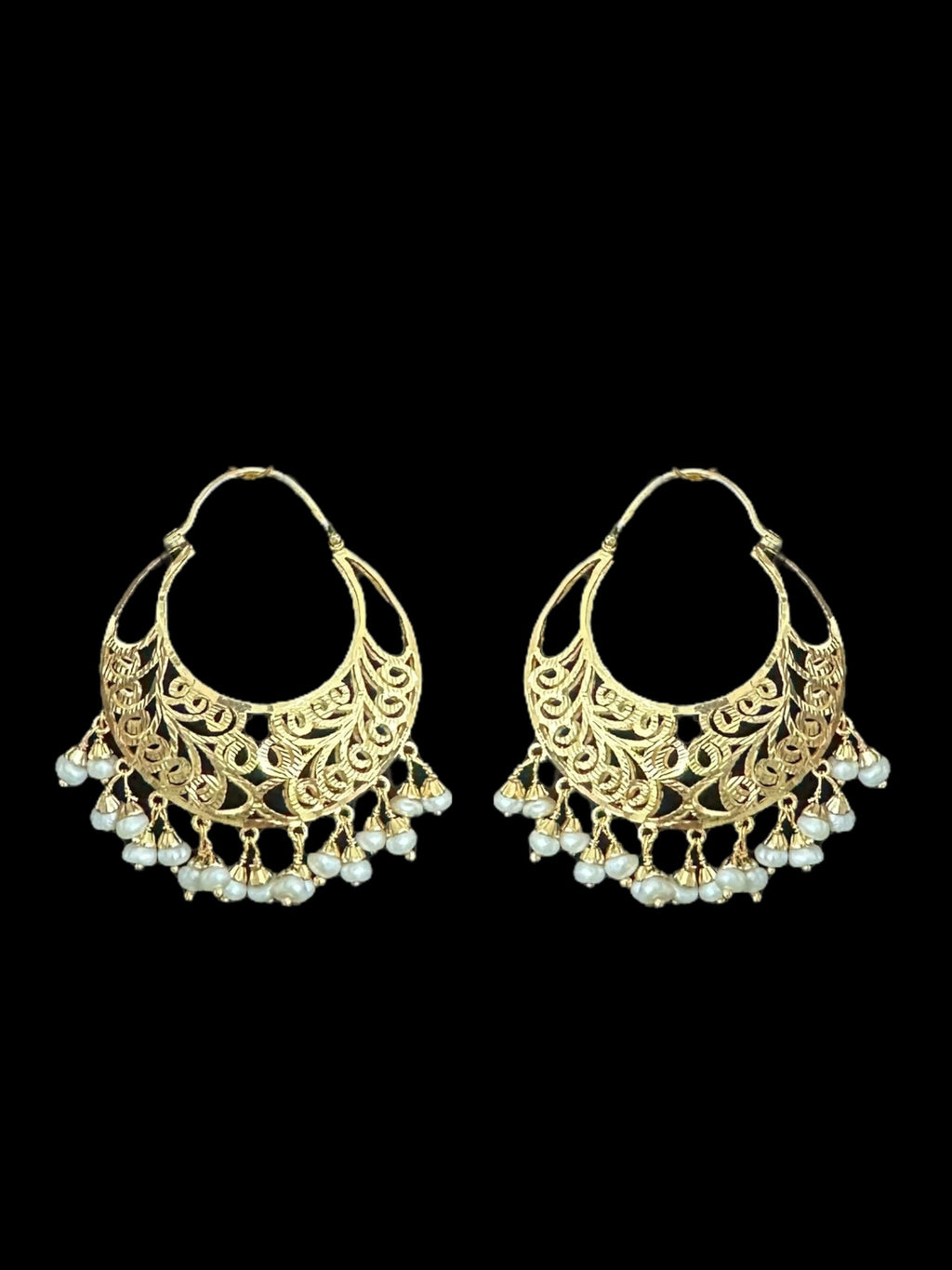 92.5 Silver Bali with fresh water pearls - Gold plated ( READY TO SHIP)