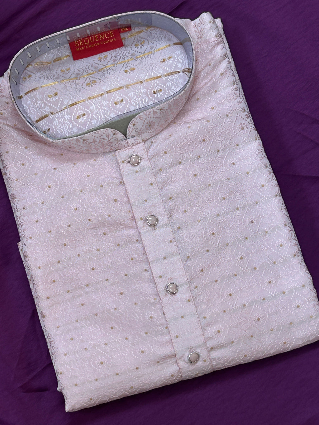 Baby pink silk kurta set
