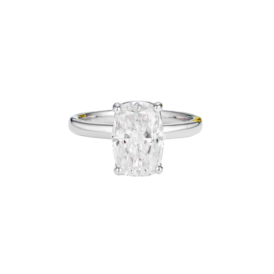 2.5ct Elongated Cushion Cut Solitaire Moissanite Engagement Ring