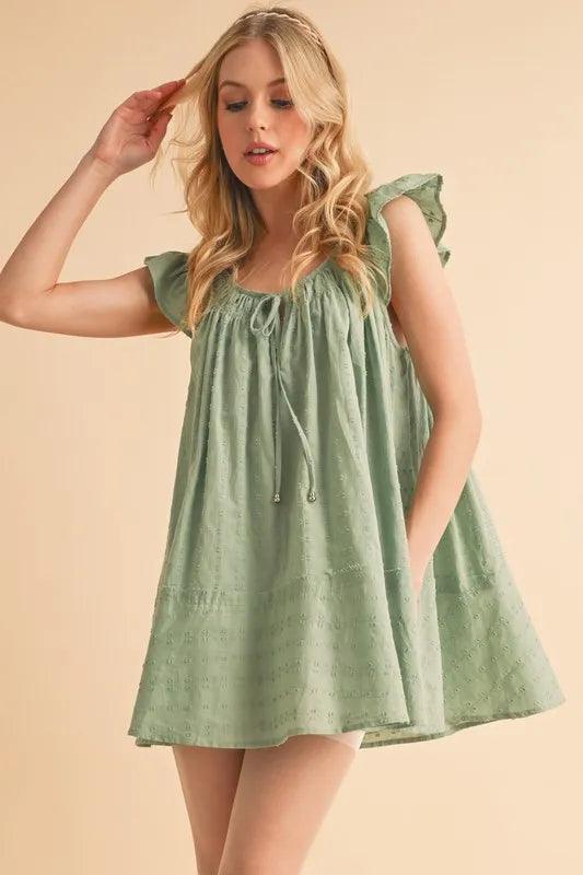 Aemi+Co Ruffled Cap Sleeve Cotton Tunic Mini Dress