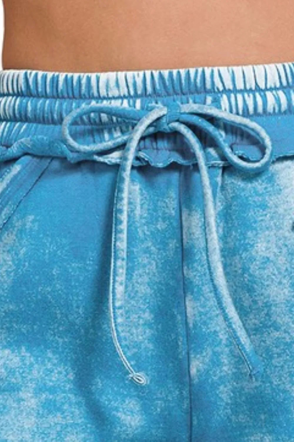 Acid Wash Fleece Drawstring Shorts With Pockets