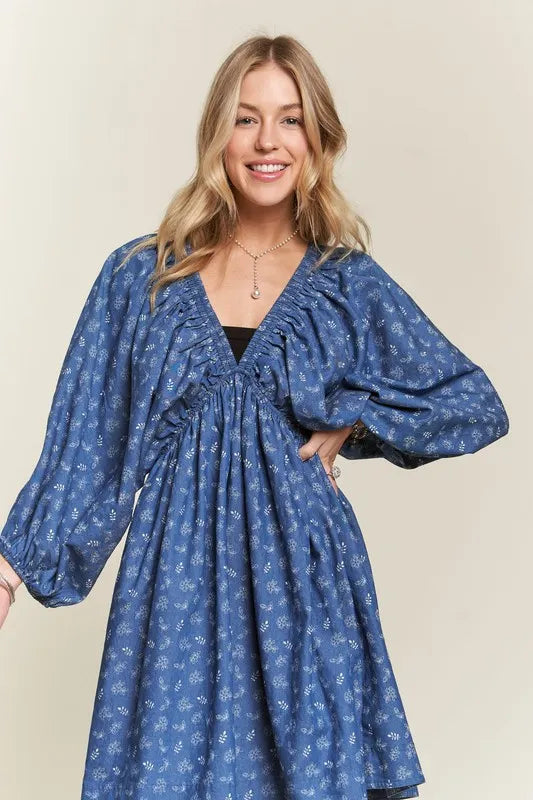 ADORA Batwing Sleeves Floral Dress