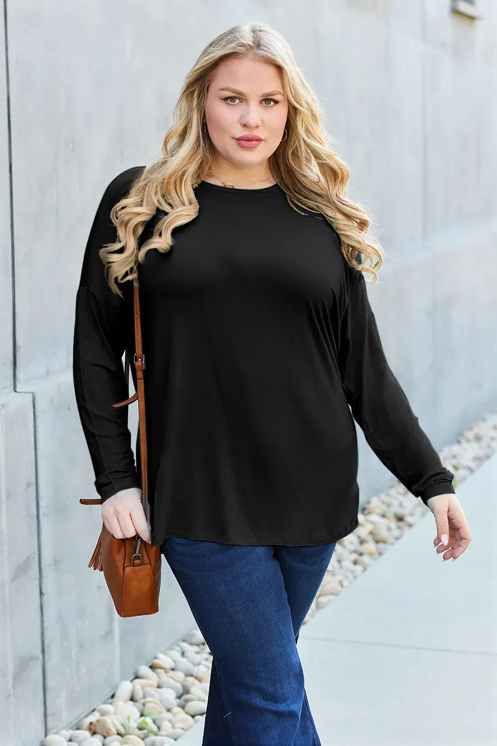 Basic Bae Round Neck Dropped Shoulder T-Shirt