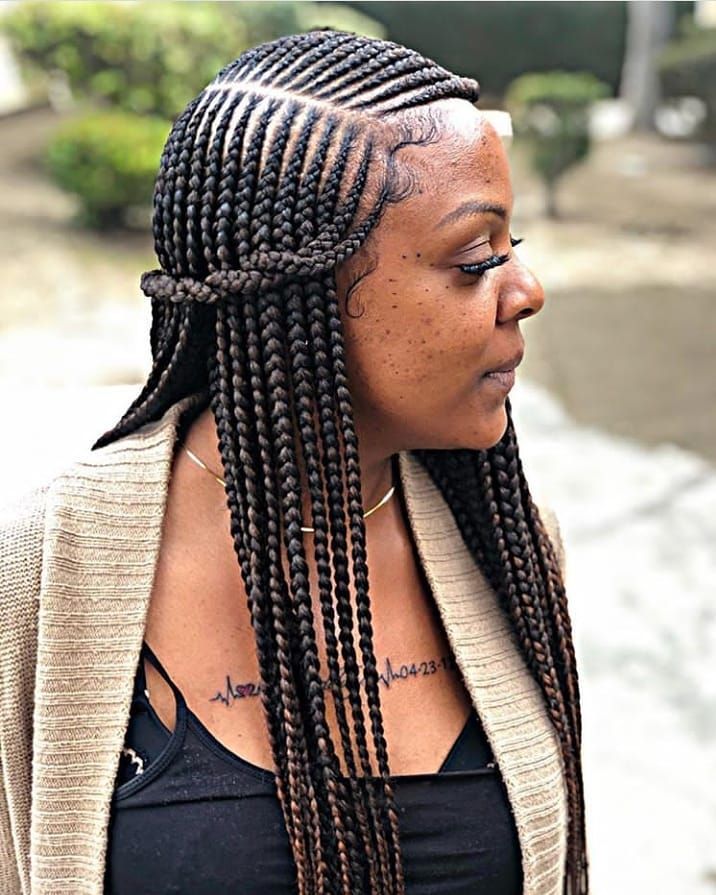 36" Twist Box Braids Wig | Full Lace Frontal | Side Part | Knotless | Baby Hair | Kanekalon