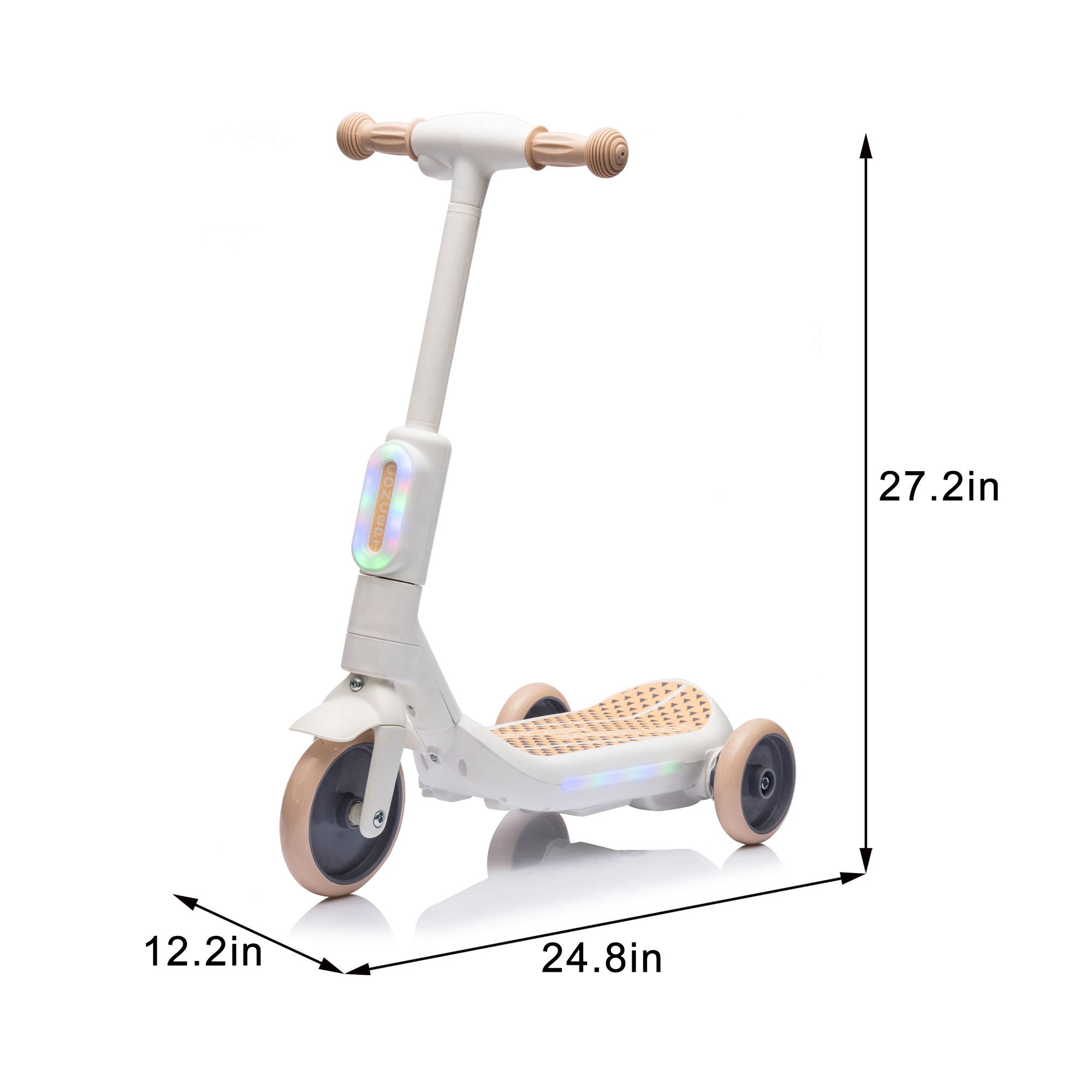 2in1 Kids Ride On Three-Wheel Balance Electric Scooter,Toy for kids,Tail Color Lights W/Spray,Wider Pedal,PU Wheels For Effective Floor Protection,Independent Light Switch With Music,For Kids 3-6