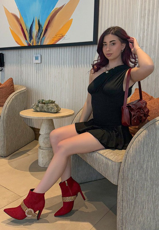 Asagao Diamante & Rhinestones Strap Boots